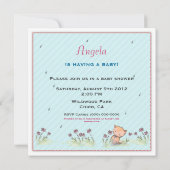 Schattige klein meisje en kitten Baby shower nodig Kaart (Achterkant)