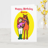 Schattige klein meisje houdt van de verjaardag van kaart (Gele Bloem)