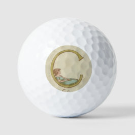 Schattige klein meisje letter C Golfballen