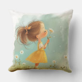 Schattige klein meisje met bloemen kussen, grillig kussen (Voorkant)