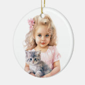 SCHATTIGE KLEIN MEISJE MET HAAR KITTEN KERAMISCH ORNAMENT (Links)