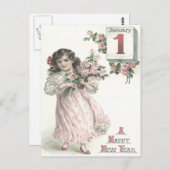 Schattige klein meisje Roos Rozen boeket Briefkaart (Voorkant / Achterkant)