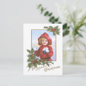 Schattige klein meisje sneeuwballen Holly Briefkaart (Staand voorkant)