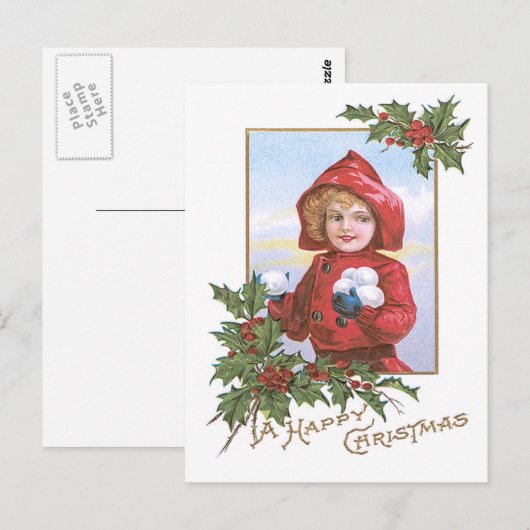 Schattige klein meisje sneeuwballen Holly Briefkaart (Voorkant / Achterkant)
