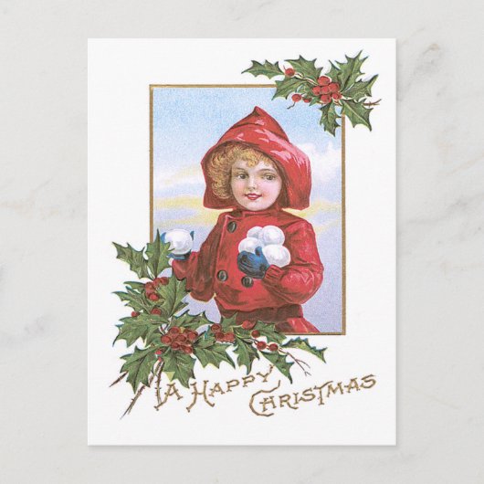 Schattige klein meisje sneeuwballen Holly Briefkaart (Voorkant)