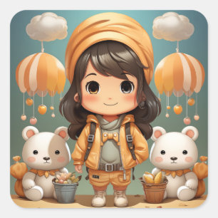 Schattige klein meisje sticker