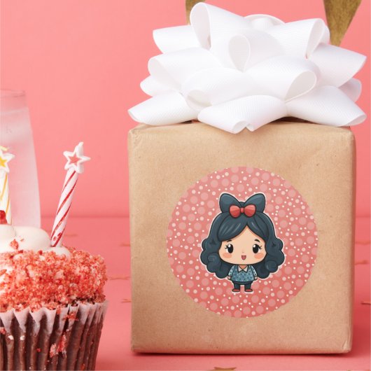 Schattige klein meisje sticker (Feest)