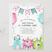 Schattige klein monster Kind's verjaardagsfeestje Kaart (Voorkant)