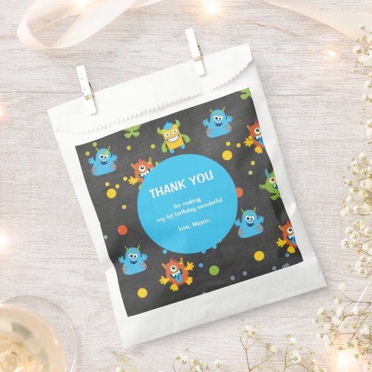 Schattige klein Monster krijtbord thema Verjaardag Bedankzakje (Geknipt)