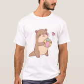 Schattige klein otterspel met strandbal t-shirt (Voorkant)