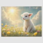 Schattige klein paaslam in een bloemenweide tissuepapier (Voorkant)