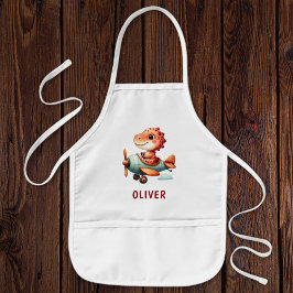 Schattige klein piloot dinosaurus vliegend vliegtu kinder schort