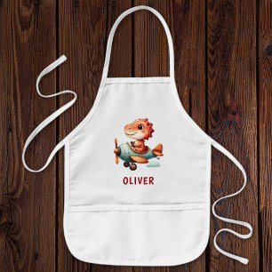 Schattige klein piloot dinosaurus vliegend vliegtu kinder schort