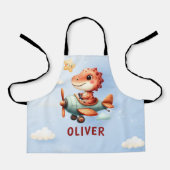 Schattige klein piloot dinosaurus vliegend vliegtu schort (Voorkant)