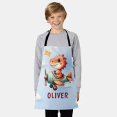 Schattige klein piloot dinosaurus vliegend vliegtu schort (Gedragen)