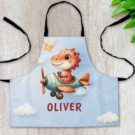 Schattige klein piloot dinosaurus vliegend vliegtu schort