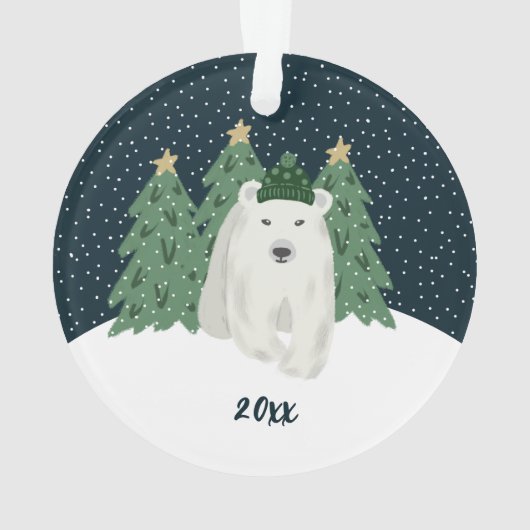 Schattige klein polair Beer | Naam Kerstversiering Ornament (achterkant)