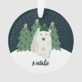 Schattige klein polair Beer | Naam Kerstversiering Ornament (voorkant)