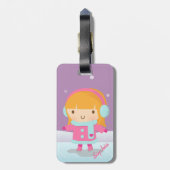 Schattige klein schaatsmeisje gepersonaliseerd Paa Bagagelabel (Achterkant verticaal)