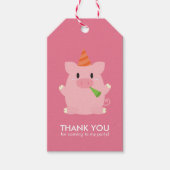 Schattige klein varken kinderen verjaardagsfeestje cadeaulabel (Voorkant)