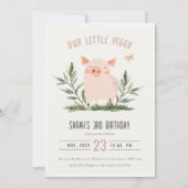 Schattige klein varkentje loof vlinder kinderen ve kaart (Voorkant)