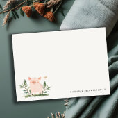 Schattige klein varkentje loof vlinder kinderen ve notitiekaartje