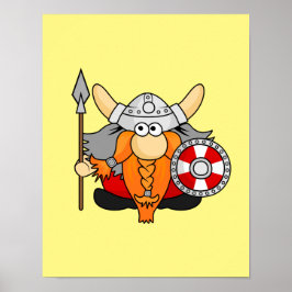 Schattige klein viking hand getekend stripfiguur poster