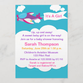 Schattige klein vliegtuig meisje Baby shower uitno Kaart