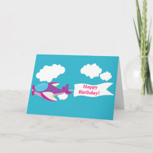 Schattige klein vliegtuig meisje Wenskaart Kaart