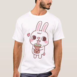 Schattige klein wit konijn houdt van Drink bubbelt T-shirt