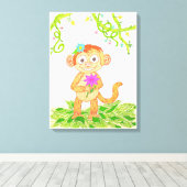 Schattige kleine aap canvas afdruk (Insitu (Houten vloer))