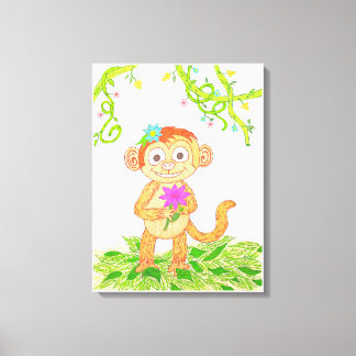 Schattige kleine aap canvas afdruk