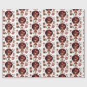 Schattige kleine afro kerst elf meisje cadeaupapier (Vlak)