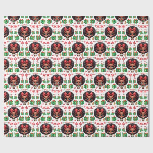 Schattige kleine afro kerst elf meisje cadeaupapier (Vlak)