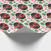 Schattige kleine afro kerst elf meisje cadeaupapier (Hoek)