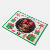 Schattige kleine afro kerst elf meisje deurmat (Schuin)