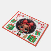 Schattige kleine afro kerst elf meisje deurmat (Schuin)