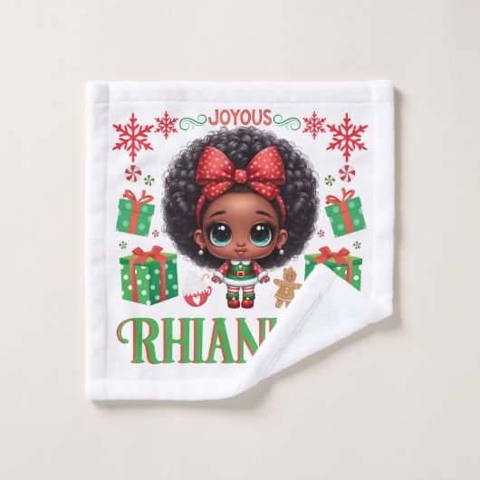 Schattige kleine afro kerst elf meisje washandje (Wasdoekje)