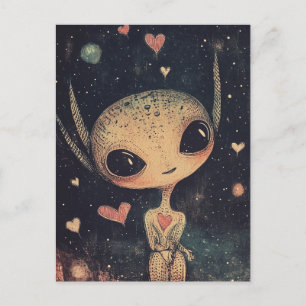 Schattige kleine alien briefkaart
