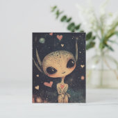 Schattige kleine alien briefkaart (Staand voorkant)