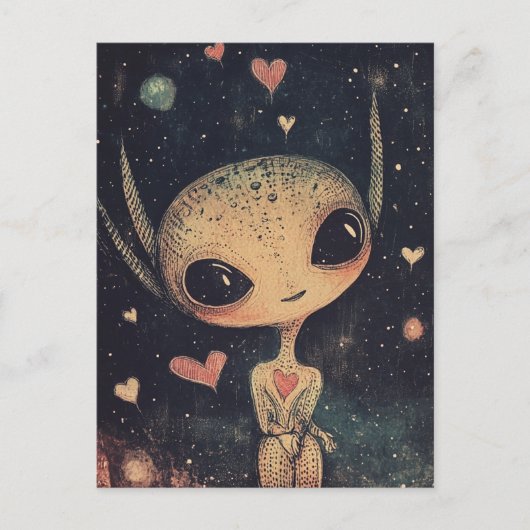 Schattige kleine alien briefkaart (Voorkant)