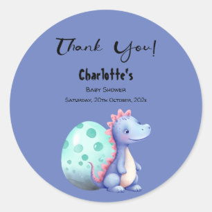 Schattige Kleine Aquarel Dinosaurus Baby Shower Ronde Sticker