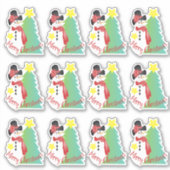 Schattige kleine artistieke sneeuwman sticker (Voorkant)