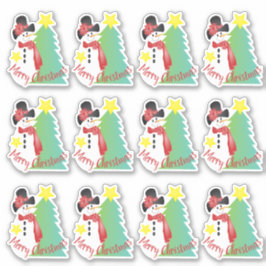 Schattige kleine artistieke sneeuwman sticker
