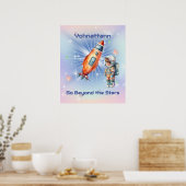 Schattige Kleine Astronaut met Raket Poster (Keuken)