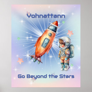 Schattige Kleine Astronaut met Raket Poster