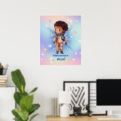 Schattige Kleine Astronaut Poster (Thuiskantoor)