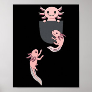 Schattige Kleine Axolotl Speelt Klimmen In Zak Man Poster