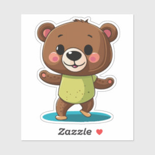 Schattige kleine babybeer danst met een glimlach sticker