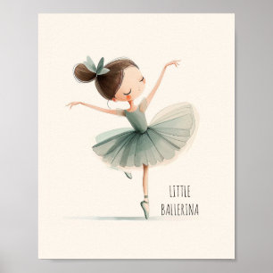 Schattige Kleine Ballerina Ballet Dans Aquarel Poster
